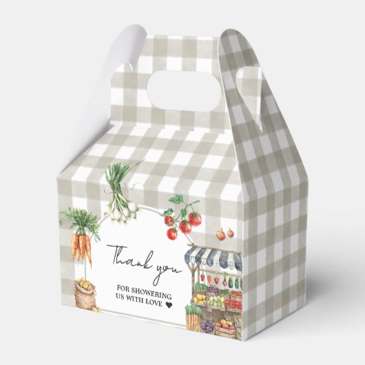 Landbouwers verhandelen lokaal geteeld Baby shower Bedankdoosjes (Achterkant)