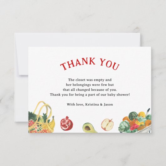 Landbouwers verhandelen lokaal geteeld Baby shower Bedankkaart (Voorkant)