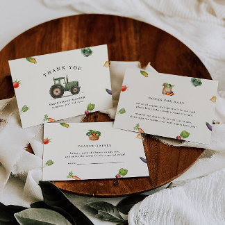 Landbouwers verhandelen lokaal geteeld Baby shower Bedankkaart