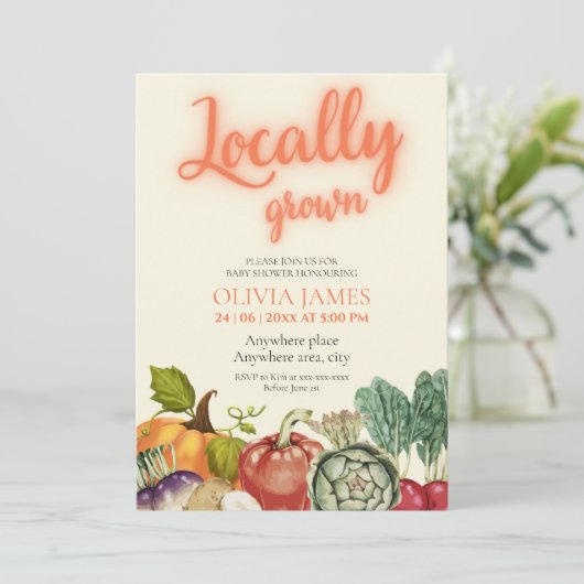 Landbouwers verhandelen lokaal geteeld baby shower kaart (Staand voorkant)