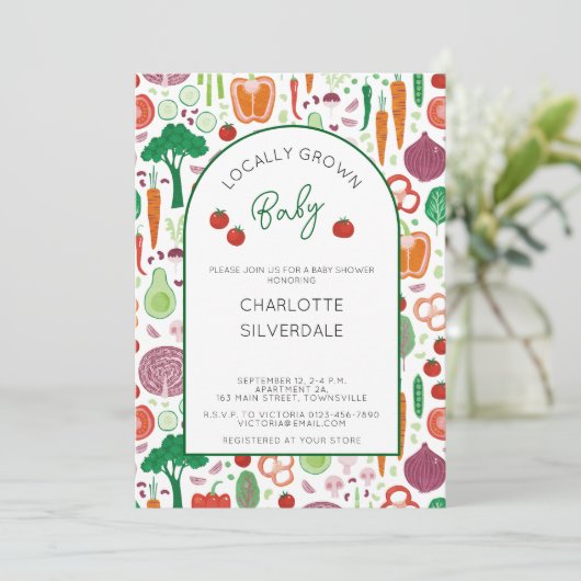 Landbouwers verhandelen lokaal geteeld Baby shower Kaart (Staand voorkant)