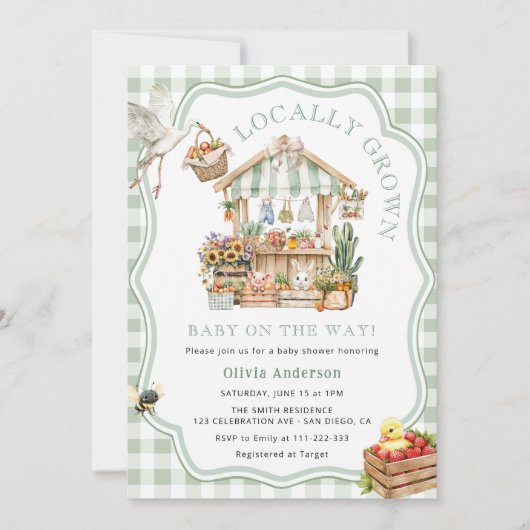 Landbouwers verhandelen lokaal geteeld Baby shower Kaart (Voorkant)