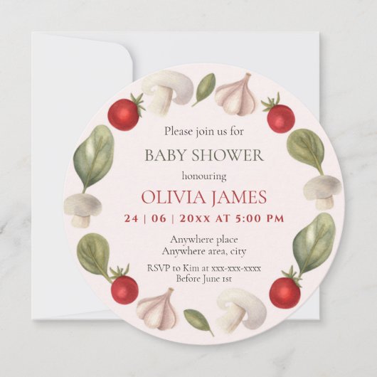 Landbouwers verhandelen lokaal geteeld baby shower kaart (Voorkant)