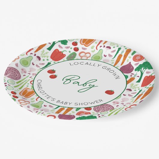 Landbouwers verhandelen lokaal geteeld Baby shower Papieren Bordje (Gekanteld)