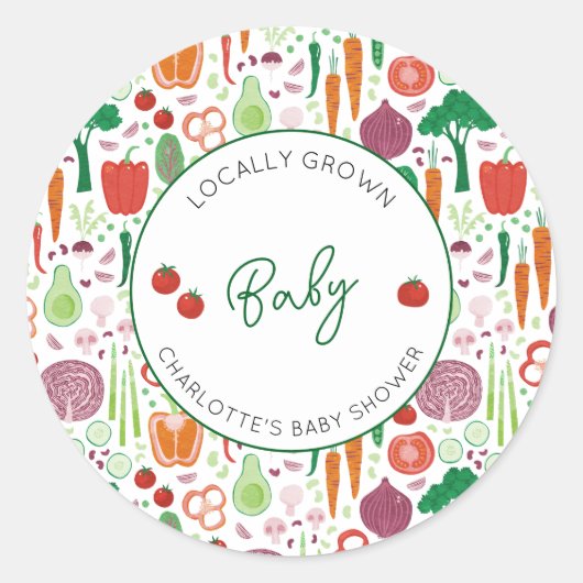 Landbouwers verhandelen lokaal geteeld Baby shower Ronde Sticker (Voorkant)