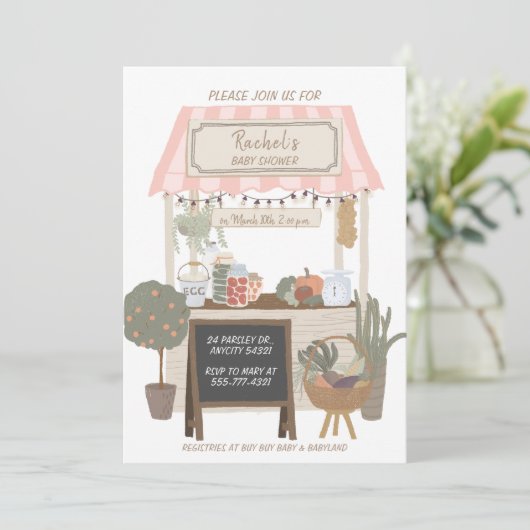 Landbouwers verkopen lokaal geteeld Baby shower Kaart (Staand voorkant)