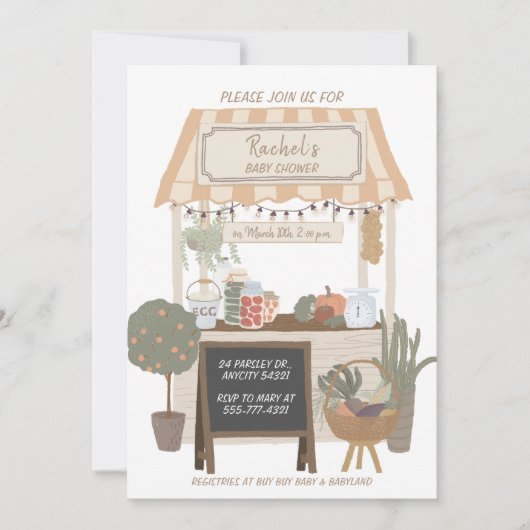 Landbouwers verkopen lokaal geteeld Baby shower Kaart (Voorkant)