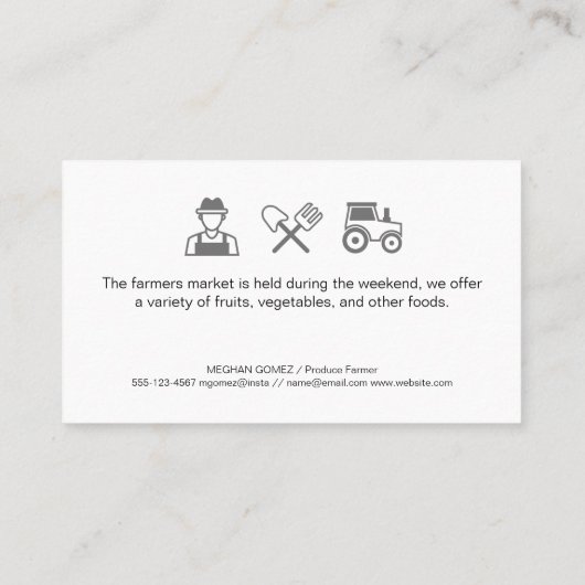 Landbouwers verkopen producten | Hout Visitekaartje (Achterkant)