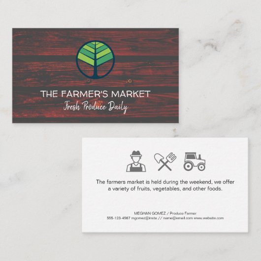 Landbouwers verkopen producten | Hout Visitekaartje (Voorkant / Achterkant)