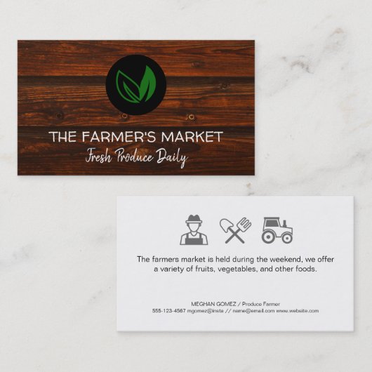Landbouwers verkopen producten visitekaartje (Voorkant / Achterkant)