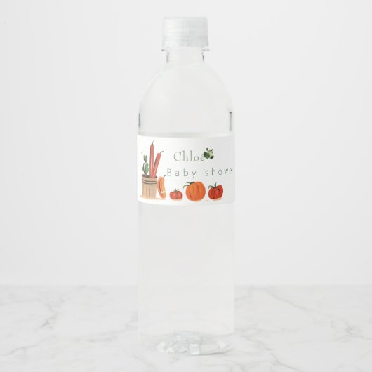 Landbouwersmarkt lokaal geteeld baby shower waterfles etiket (Voorkant)