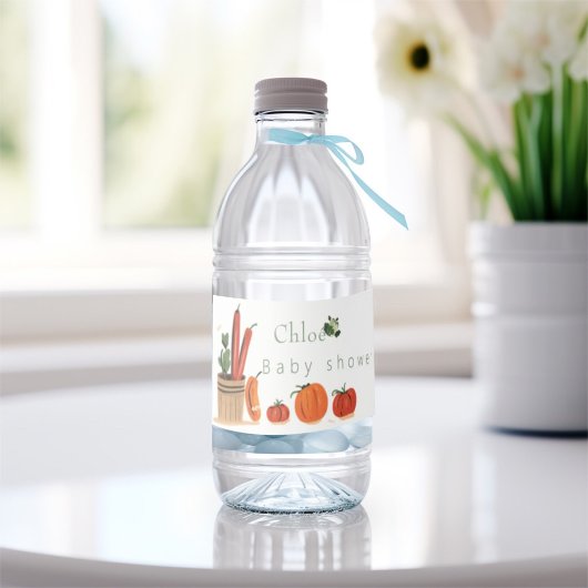 Landbouwersmarkt lokaal geteeld baby shower waterfles etiket