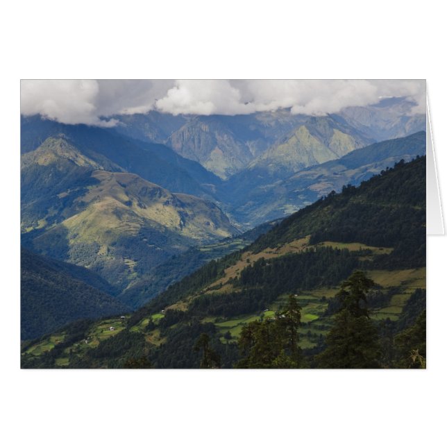 Landbouwgrond en dorp in de Himalaya (Voorkant Horizontaal)
