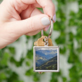 Landbouwgrond en dorp in de Himalaya Sleutelhanger (Hand)