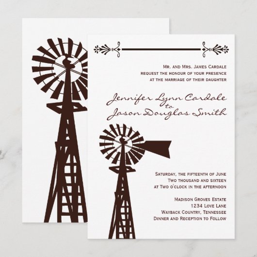 Landbouwhondel Rustic Wedding Invitations Kaart (Voorkant / Achterkant)