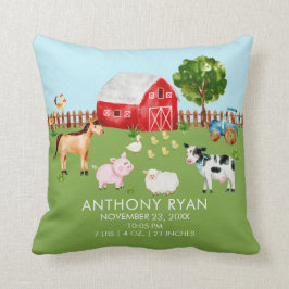 Landbouwhuisdieren Baby geboorte Stats Pillow Kussen