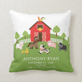 Landbouwhuisdieren Baby geboorte Stats Pillow Kussen
