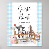 Landbouwhuisdieren baby shower gastenboek poster (Voorkant)
