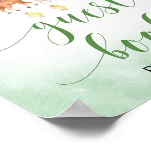Landbouwhuisdieren baby shower gastenboek poster (Hoek)