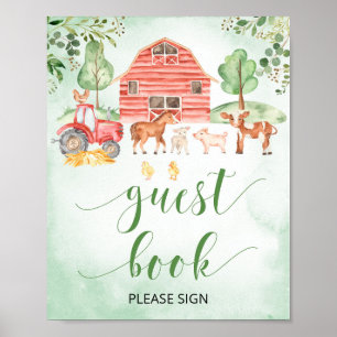 Landbouwhuisdieren baby shower gastenboek poster