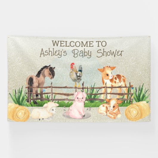 Landbouwhuisdieren Barnyard Baby shower Banner (Horizontaal)