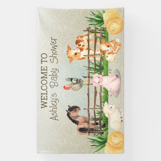 Landbouwhuisdieren Barnyard Baby shower Banner (Verticaal)
