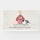 Landbouwhuisdieren Barnyard Beige Birthday Welkom Spandoek (Horizontaal)