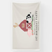 Landbouwhuisdieren Barnyard Beige Birthday Welkom Spandoek (Verticaal)