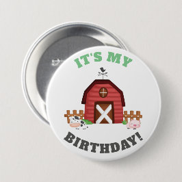 Landbouwhuisdieren Barnyard Birthday Boy/Girl - GL Ronde Button 7,6 Cm