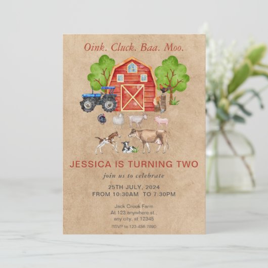 Landbouwhuisdieren Barnyard Birthday Kaart (Staand voorkant)
