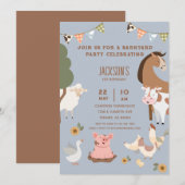 Landbouwhuisdieren Barnyard Birthday Kaart (Voorkant / Achterkant)