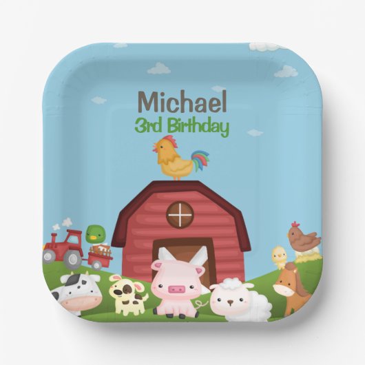 Landbouwhuisdieren Barnyard Birthday Papieren Bordje (Voorkant)