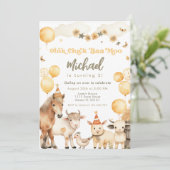 Landbouwhuisdieren Barnyard Birthday Party Kaart (Staand voorkant)