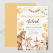 Landbouwhuisdieren Barnyard Birthday Party Kaart (Voorkant / Achterkant)