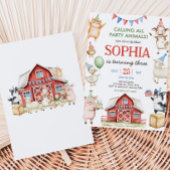 Landbouwhuisdieren Barnyard Birthday Party Kaart