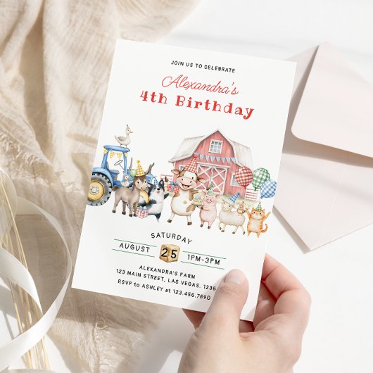 Landbouwhuisdieren Barnyard Birthday Party Kaart