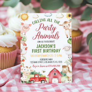 Landbouwhuisdieren Barnyard Birthday Party Kaart