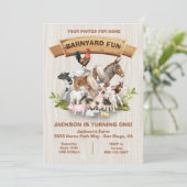 Landbouwhuisdieren Barnyard Birthday Party Kaart (Staand voorkant)