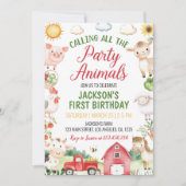 Landbouwhuisdieren Barnyard Birthday Party Kaart (Voorkant)