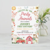 Landbouwhuisdieren Barnyard Birthday Party Kaart (Staand voorkant)