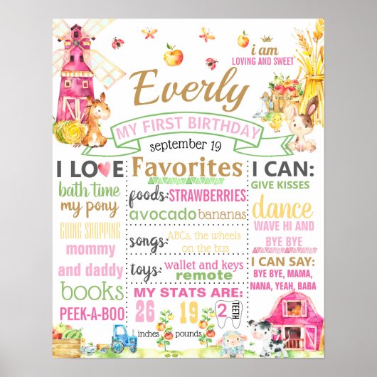 Landbouwhuisdieren Barnyard Birthday-teken Poster (Voorkant)