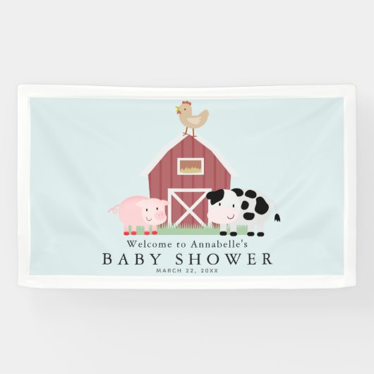 Landbouwhuisdieren Barnyard Blue Baby shower Welko Spandoek (Horizontaal)