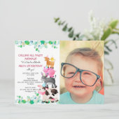 Landbouwhuisdieren Barnyard-foto van Birthday Kaart (Staand voorkant)