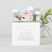 Landbouwhuisdieren Barnyard Pink Barn Girl Birthda Kaart (Staand voorkant)