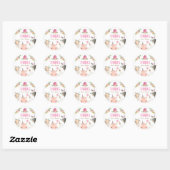 Landbouwhuisdieren Barnyard Pink Farmhouse Favor T Ronde Sticker (Vel)