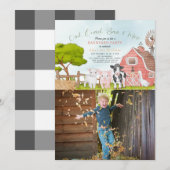 Landbouwhuisdieren Barnyard Waterverf Foto van Bir Kaart (Voorkant / Achterkant)