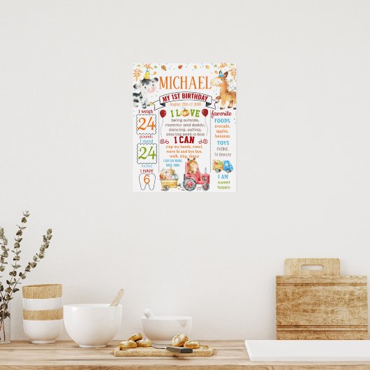 Landbouwhuisdieren Birthday-mijlpaal Poster (Keuken)