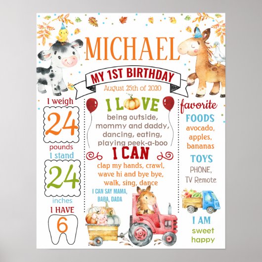 Landbouwhuisdieren Birthday-mijlpaal Poster (Voorkant)