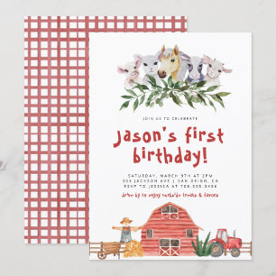 Landbouwhuisdieren Birthday Parade Waterverf I Kaart