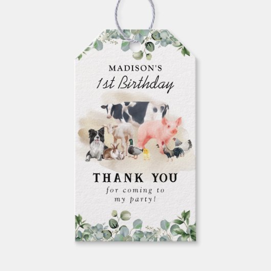 Landbouwhuisdieren Birthday Party Cadeaulabel (Voorkant)
